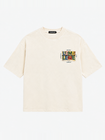 REAL CASINO off-white heavyweight oversized T-shirt by L'EMBLEME, front view