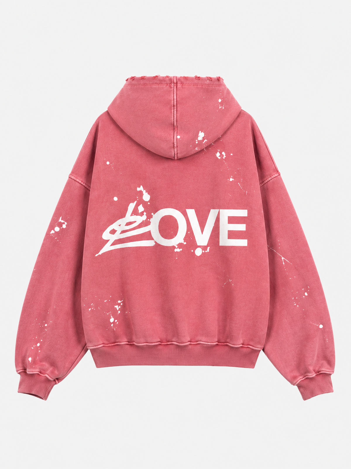 AMORE washed coral hand-painted heavyweight hoodie by L'EMBLEME, back view
