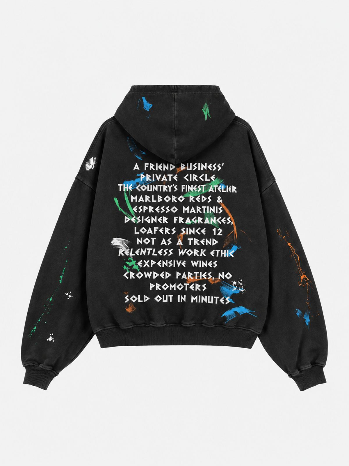 LA PATA NEGRA black hand-painted heavyweight hoodie by L'EMBLEME, back view