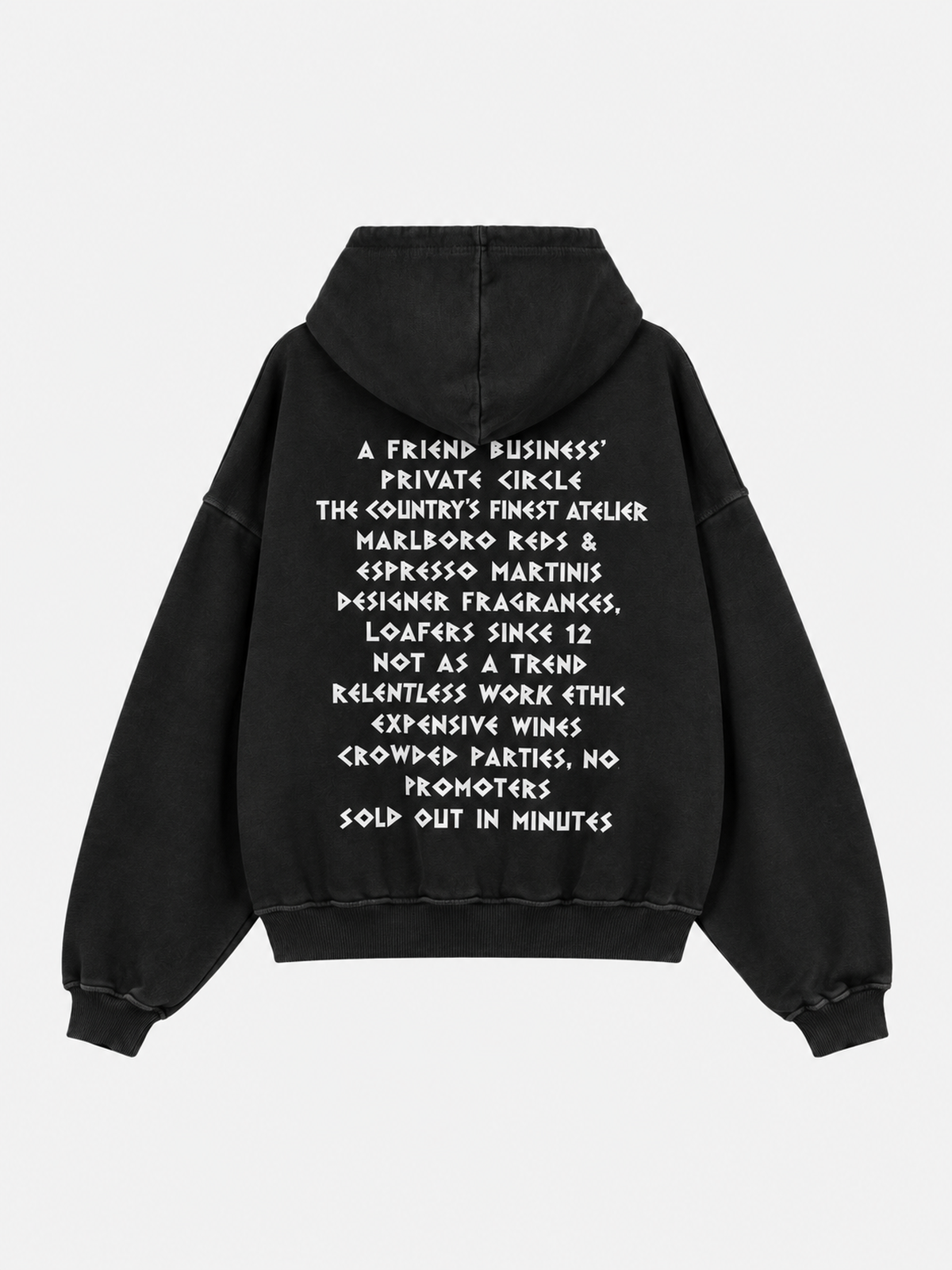 LA PATA NEGRA black 500GSM oversized hoodie by L'EMBLEME, back view