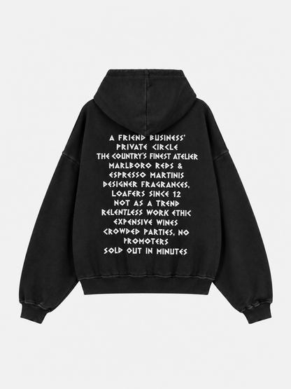 LA PATA NEGRA black 500GSM oversized hoodie by L'EMBLEME, back view