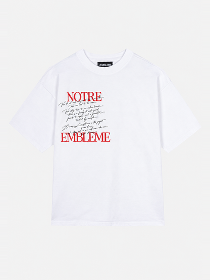 CIAO BELLA white heavyweight oversized T-shirt by L'EMBLEME, front view